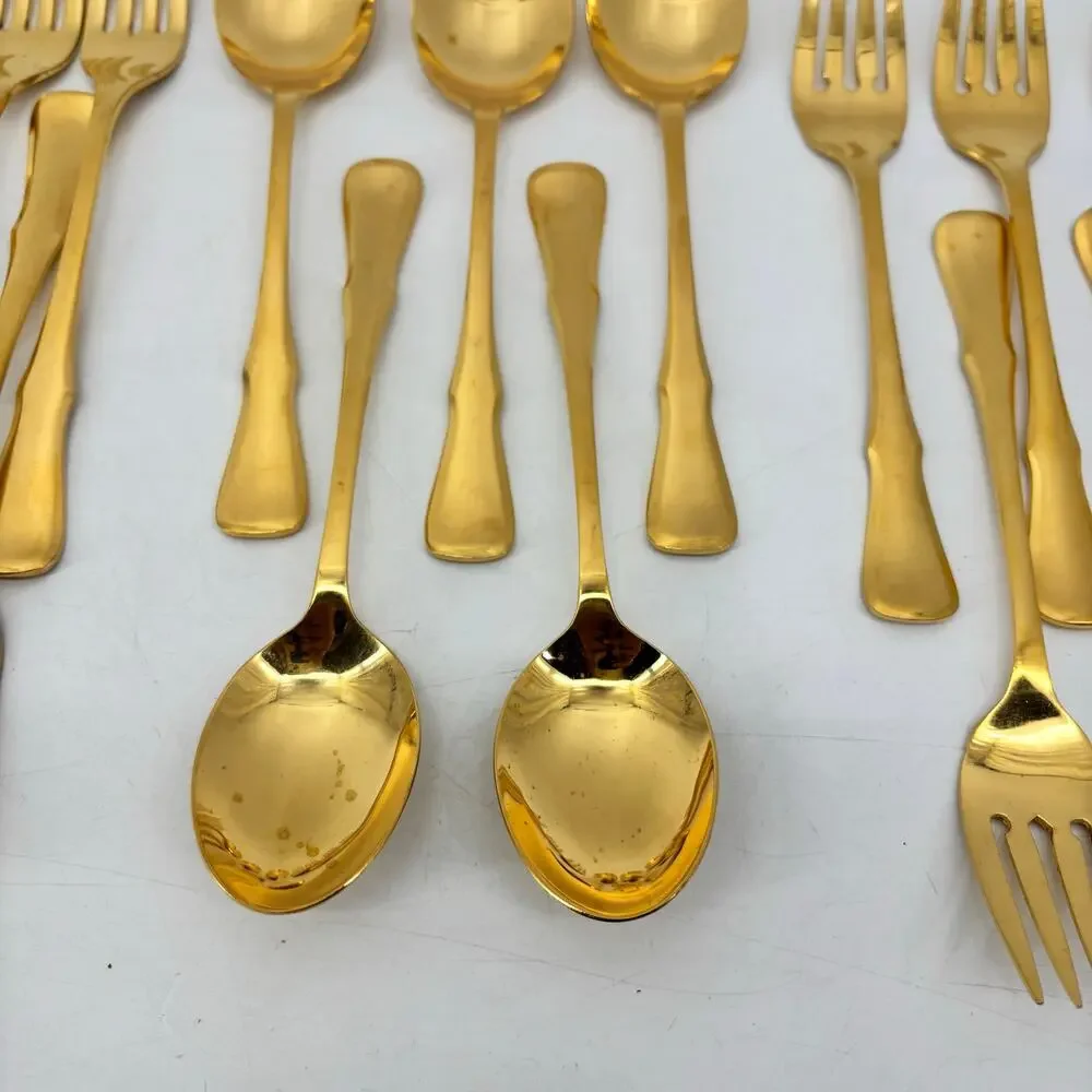 Northland Stainless Gold Spoons Forks Japan 18 Pcs Cottagecore